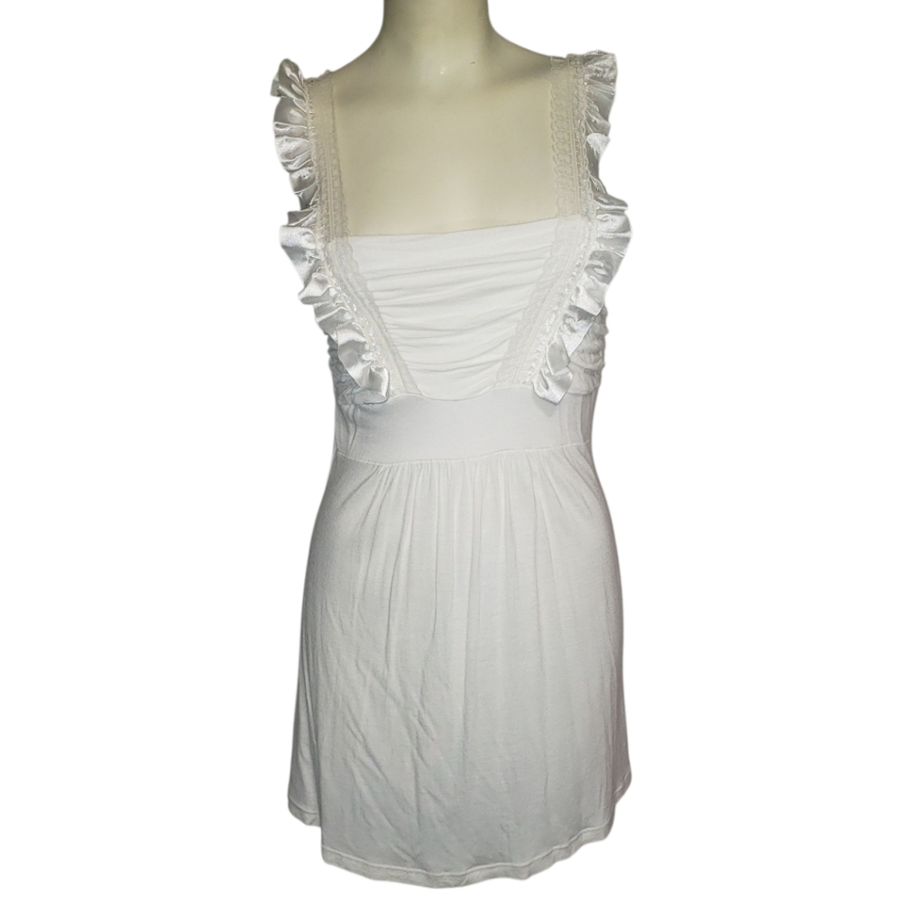 Charlotte Russe white lace ruffle tunic size L